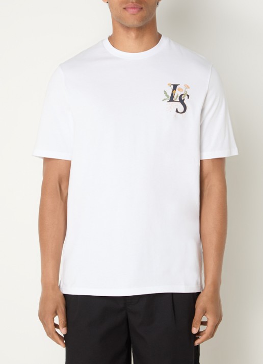 Lyle & Scott T-shirt met logo- en backprint - achterkant 3 wit
