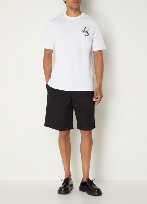 Lyle & Scott T-shirt met logo- en backprint - voorkant 2 wit