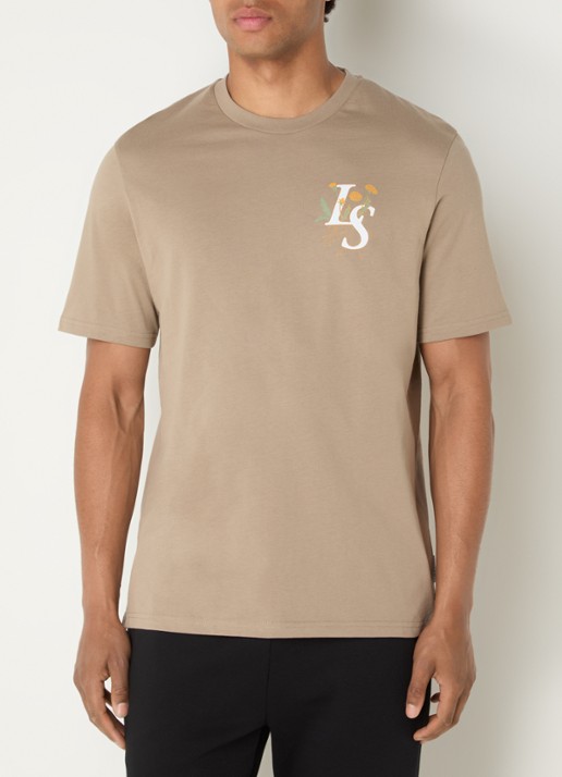 Lyle & Scott T-shirt met logo- en backprint - achterkant 4 beige