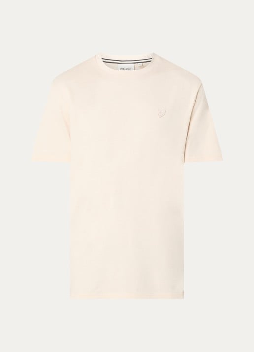 Lyle & Scott T-shirt met logo - voorkant beige