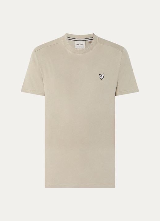Lyle & Scott T-shirt met logoborduring - voorkant khaki