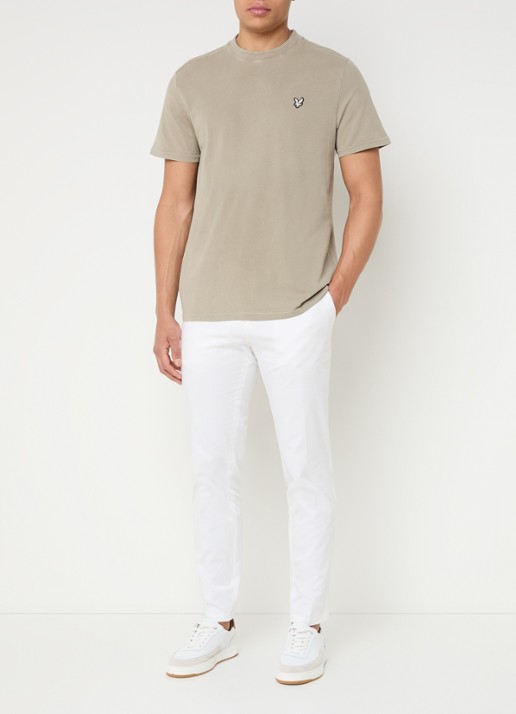 Lyle & Scott T-shirt met logoborduring - voorkant 2 khaki