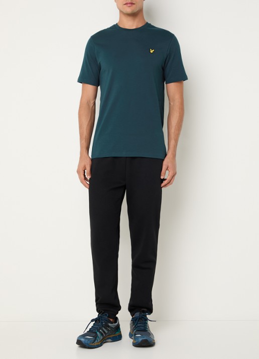 Lyle & Scott T-shirt met logoborduring - voorkant 2 petrol