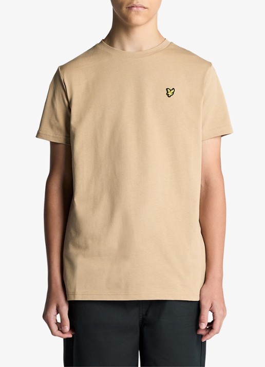 Lyle & Scott T-shirt met logoborduring - voorkant 4 camel