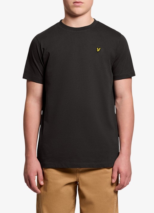 Lyle & Scott T-shirt met logoborduring - detail antraciet