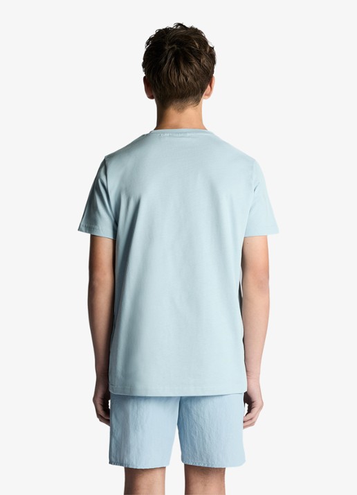 Lyle & Scott T-shirt met logoborduring - achterkant aquablauw