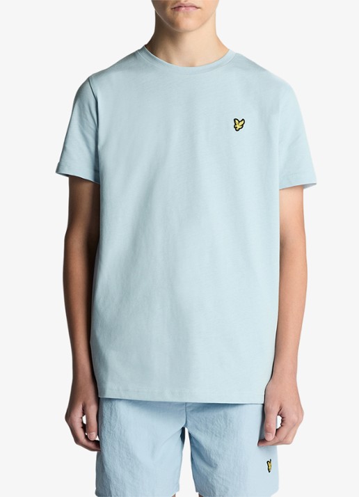 Lyle & Scott T-shirt met logoborduring - voorkant 5 aquablauw