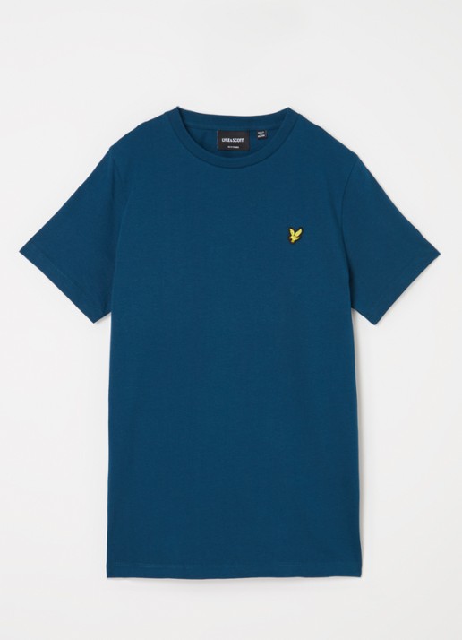 Lyle & Scott T-shirt met logoborduring - voorkant donkerblauw