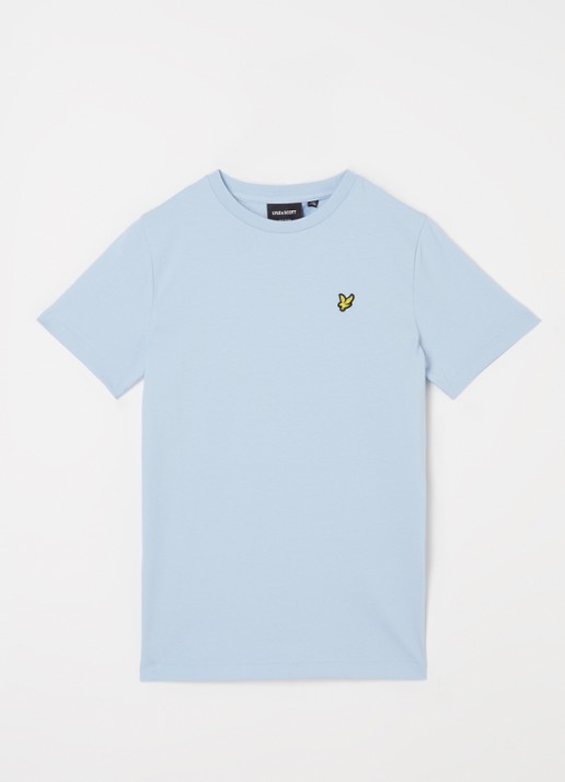 Lyle & Scott T-shirt met logoborduring - voorkant lichtblauw