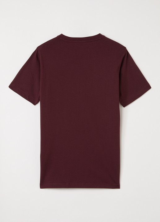 Lyle & Scott T-shirt met logoborduring - voorkant 2 bordeauxrood