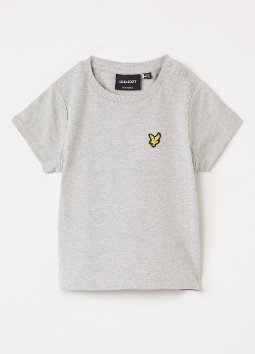 Lyle & Scott T-shirt met logoborduring - voorkant lichtgrijs