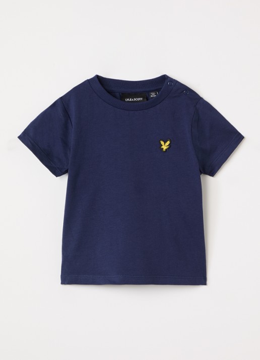 Lyle & Scott T-shirt met logoborduring - voorkant donkerblauw