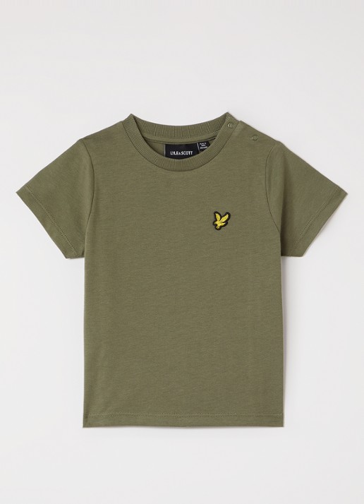 Lyle & Scott T-shirt met logoborduring - voorkant legergroen