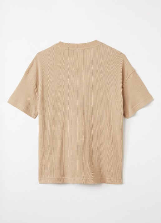 Lyle & Scott T-shirt met structuur - voorkant 2 beige