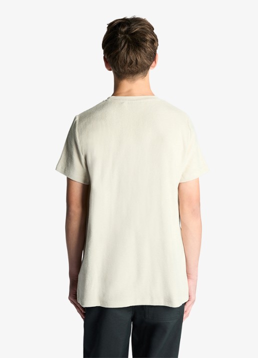 Lyle & Scott T-shirt van badstof met logoborduring - achterkant beige