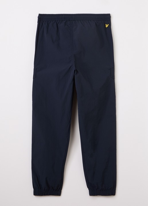 Lyle & Scott Tapered fit trackpants met logoborduring - voorkant 2 donkerblauw