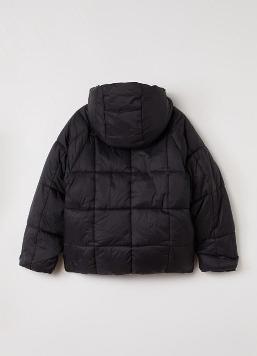 Lyle & Scott Tonal Eagle puffer jas met quiltpatroon en capuchon  - achterkant zwart