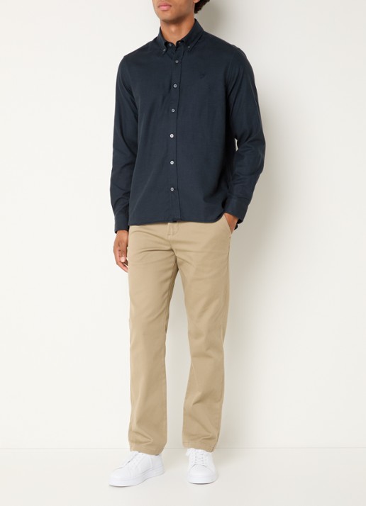 Lyle & Scott Tonal Plain overhemd met logo - voorkant 2 donkerblauw