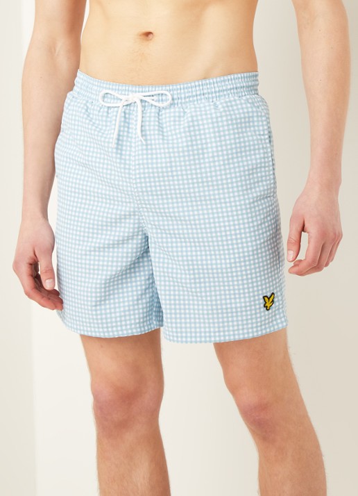 Lyle & Scott Zwemshorts met ruitdessin - detail blauw