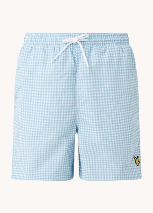Lyle & Scott Zwemshorts met ruitdessin - voorkant 3 blauw