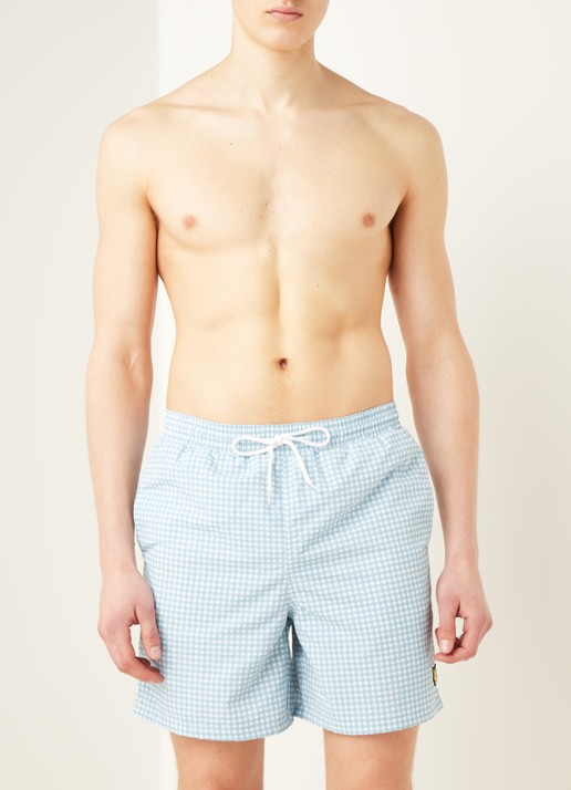 Lyle & Scott Zwemshorts met ruitdessin - voorkant 4 blauw