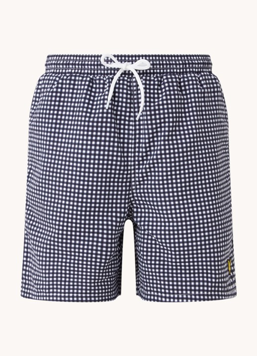 Lyle & Scott Zwemshorts met ruitdessin - voorkant 3 donkerblauw