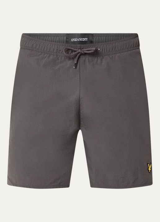 Lyle & Scott Zwemshorts met steekzakken en logo - voorkant 2 antraciet
