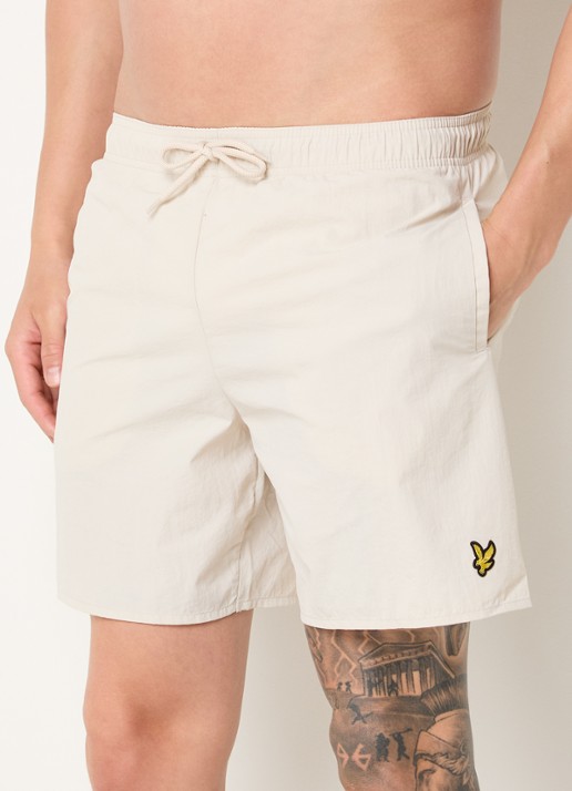 Lyle & Scott Zwemshorts met steekzakken en logo - detail 4 gebroken wit