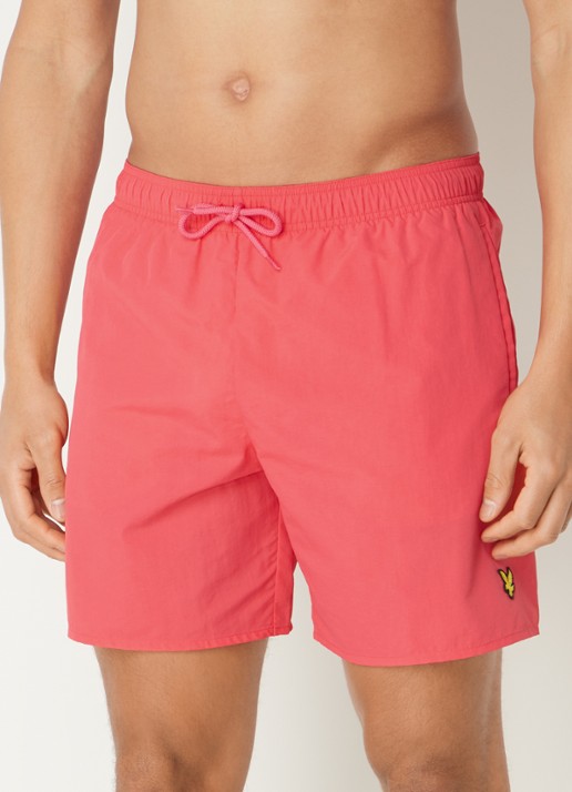 Lyle & Scott Zwemshorts met steekzakken en logo - detail 4 koraalroze
