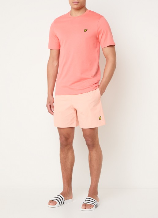 Lyle & Scott Zwemshorts met steekzakken en logo - voorkant 3 zalmroze