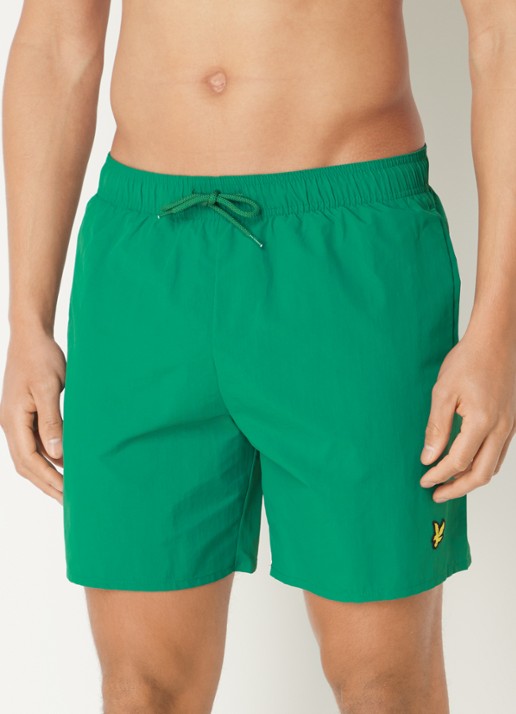 Lyle & Scott Zwemshorts met steekzakken en logo - detail groen