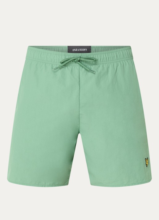 Lyle & Scott Zwemshorts met steekzakken en logo - voorkant 3 lindegroen