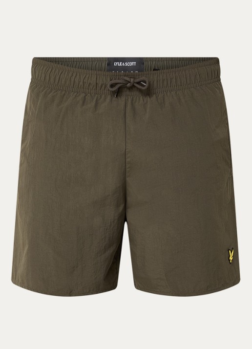 Lyle & Scott Zwemshorts met steekzakken en logo - voorkant 3 olijfgroen