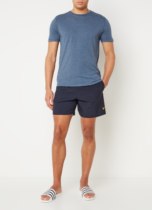 Lyle & Scott Zwemshorts met steekzakken en logo - voorkant 3 donkerblauw