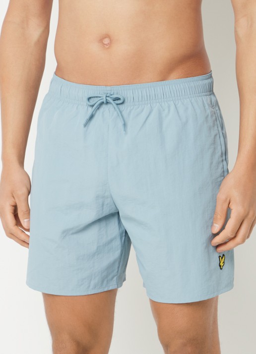 Lyle & Scott Zwemshorts met steekzakken en logo - detail 3 blauwgrijs