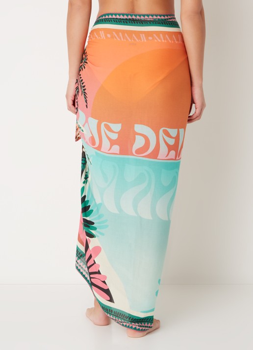 MAAJI Aloha Island View pareo met print - achterkant blauw