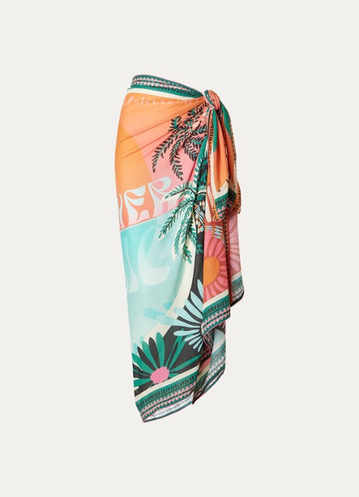 MAAJI Aloha Island View pareo met print - voorkant 3 blauw