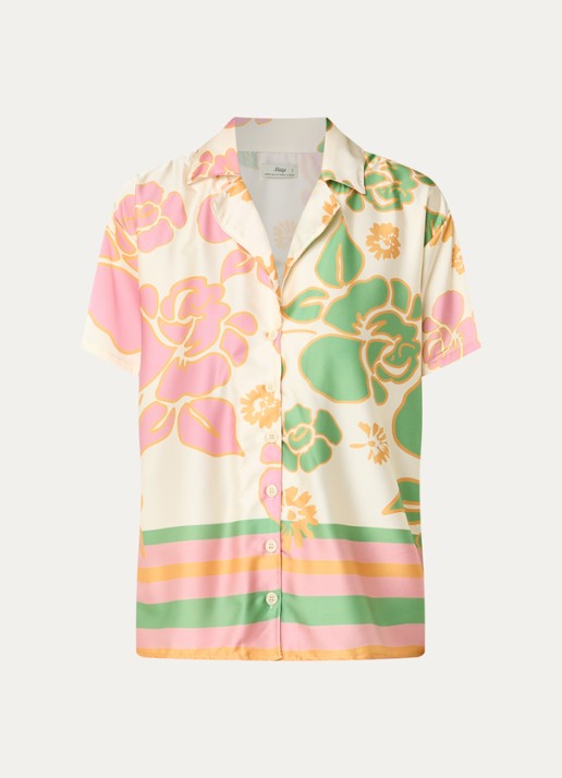MAAJI Blouse van satijn met bloemenprint - voorkant creme