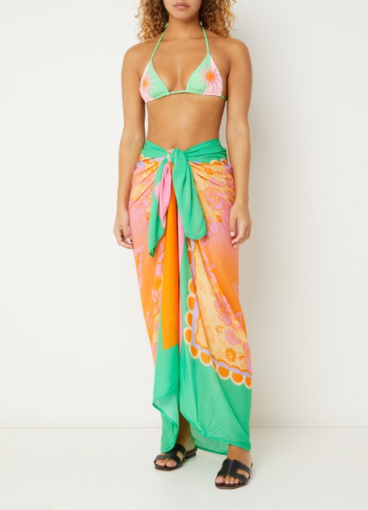 MAAJI Floating Blooms pareo 155 cm x 125 cm - voorkant 3 groen