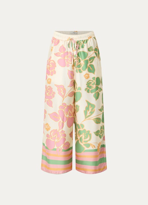 MAAJI High waist wide fit palazzo broek met print - voorkant 3 creme
