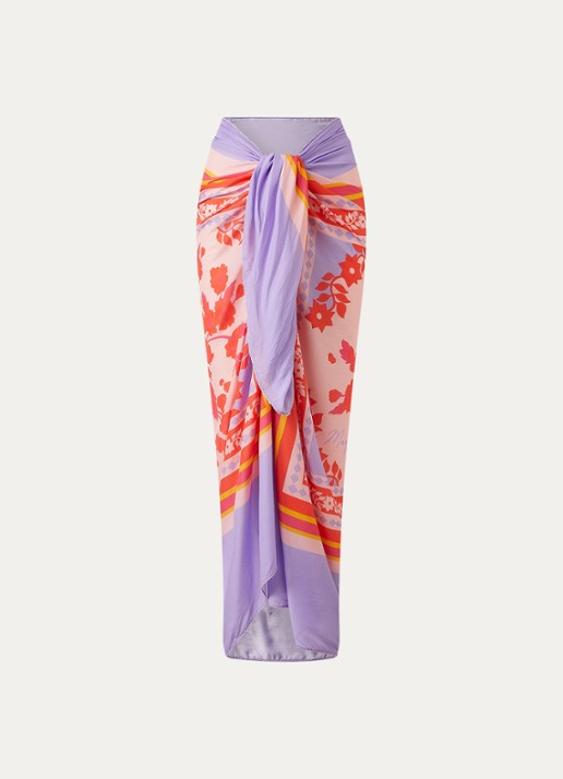 MAAJI Lavender Dream Island pareo met print 165 cm x 125 cm - voorkant 2 lichtpaars