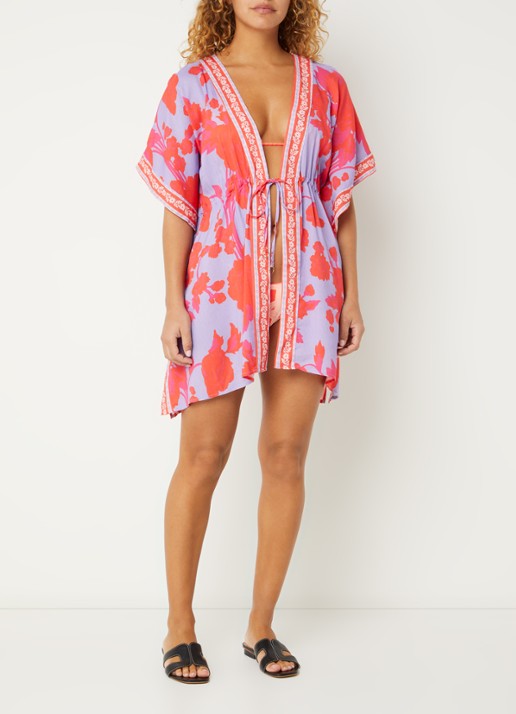 MAAJI Lavender Dream kaftan met bloemenprint - voorkant 2 lila