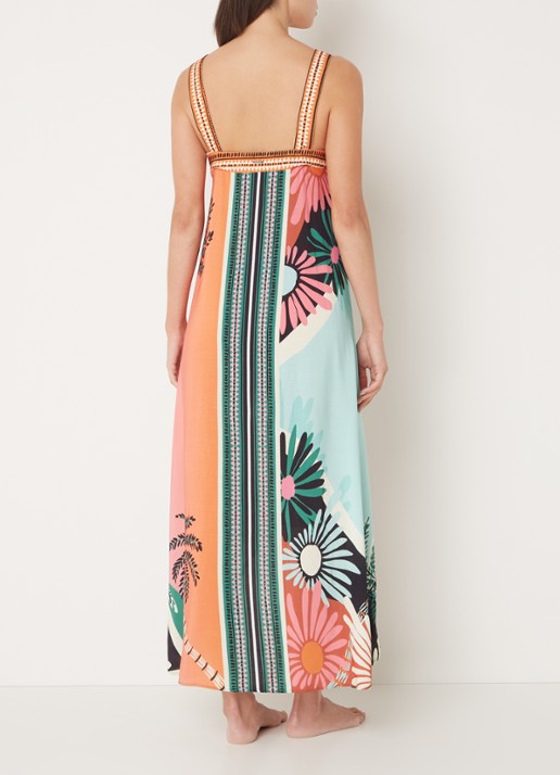 MAAJI Lowry maxi strandjurk met V-hals en print - achterkant orange