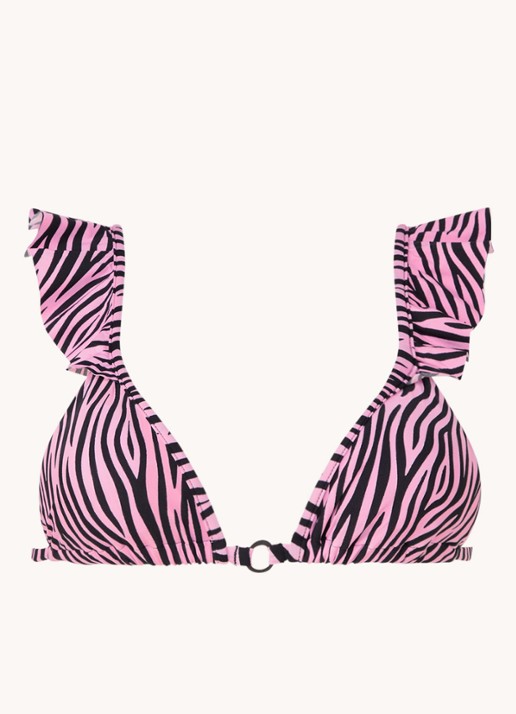 MAAJI Pirouette Stiped Fantasy voorgevormde triangel bikinitop met zebraprint - voorkant 3 roze