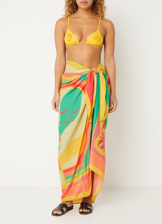 MAAJI Sarong met print 175 x 118 cm - voorkant 2 mosterd