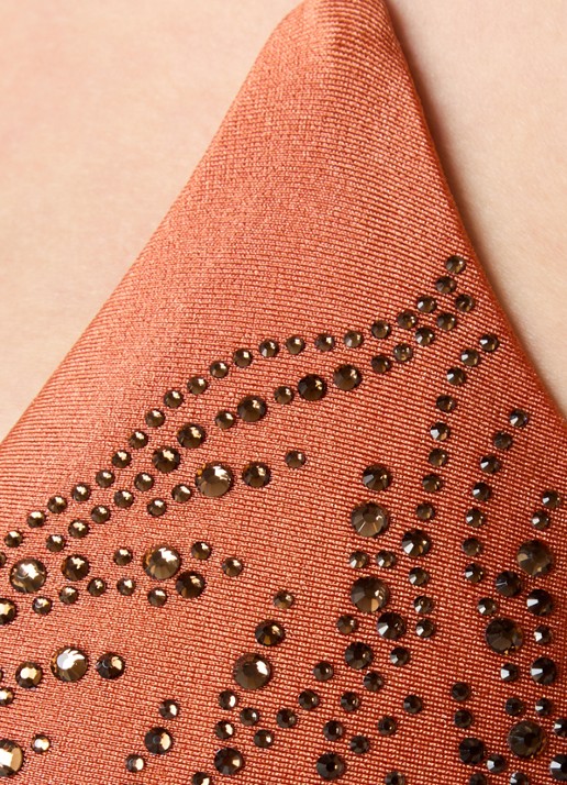 MAAJI Satin Umber Balmy reversible triangel bikinitop met uitneembare vulling - detail 6 oranjebruin