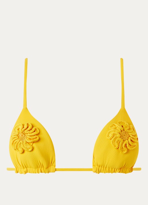 MAAJI Sunburst Zen triangel bikinitop met crochet - voorkant 2 lichtgeel