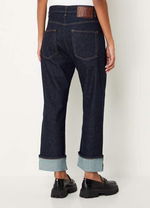 MAC Jeans Baggy mid waist straight leg cropped jeans met opgestikte zakken - achterkant 5 indigo