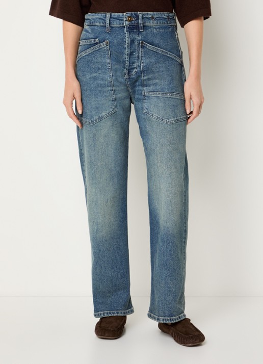 MAC Jeans Baggy mid waist straight leg cropped jeans met opgestikte zakken - detail 3 indigo