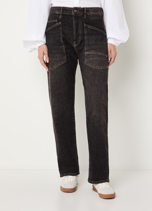 MAC Jeans Baggy mid waist straight leg cropped jeans met opgestikte zakken